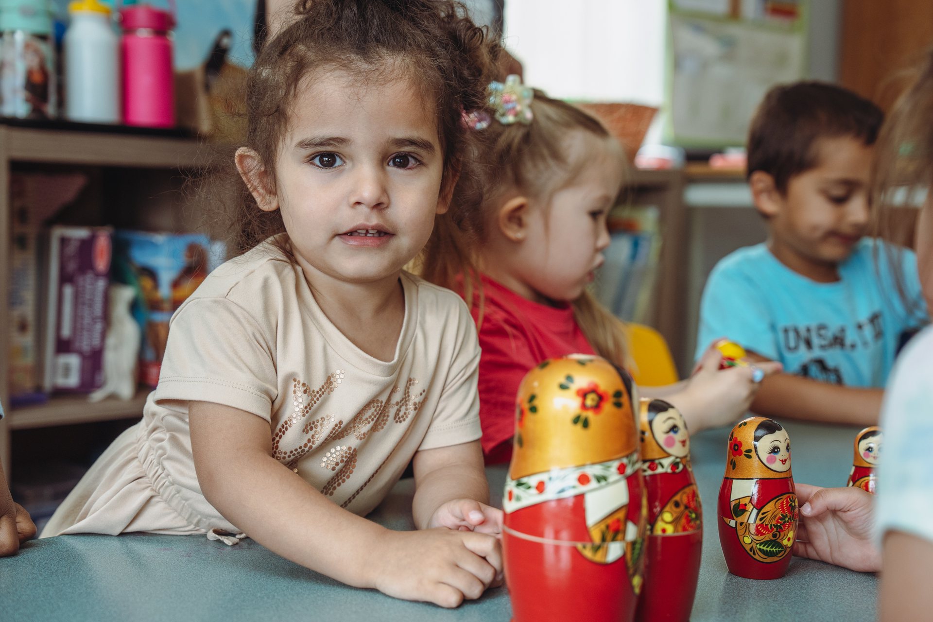 GCS children exploring Russian language and culture through matryoshka dolls