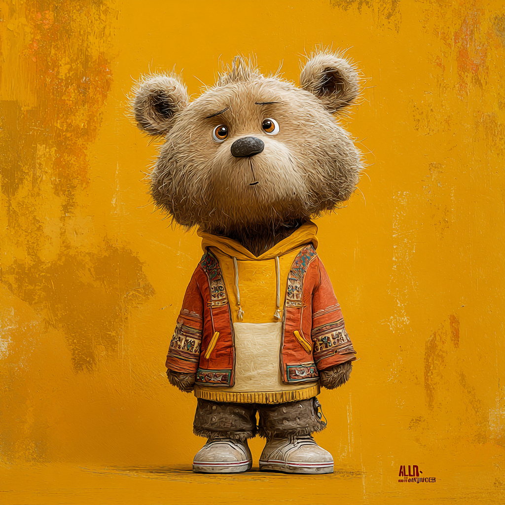 Playful winter bear character