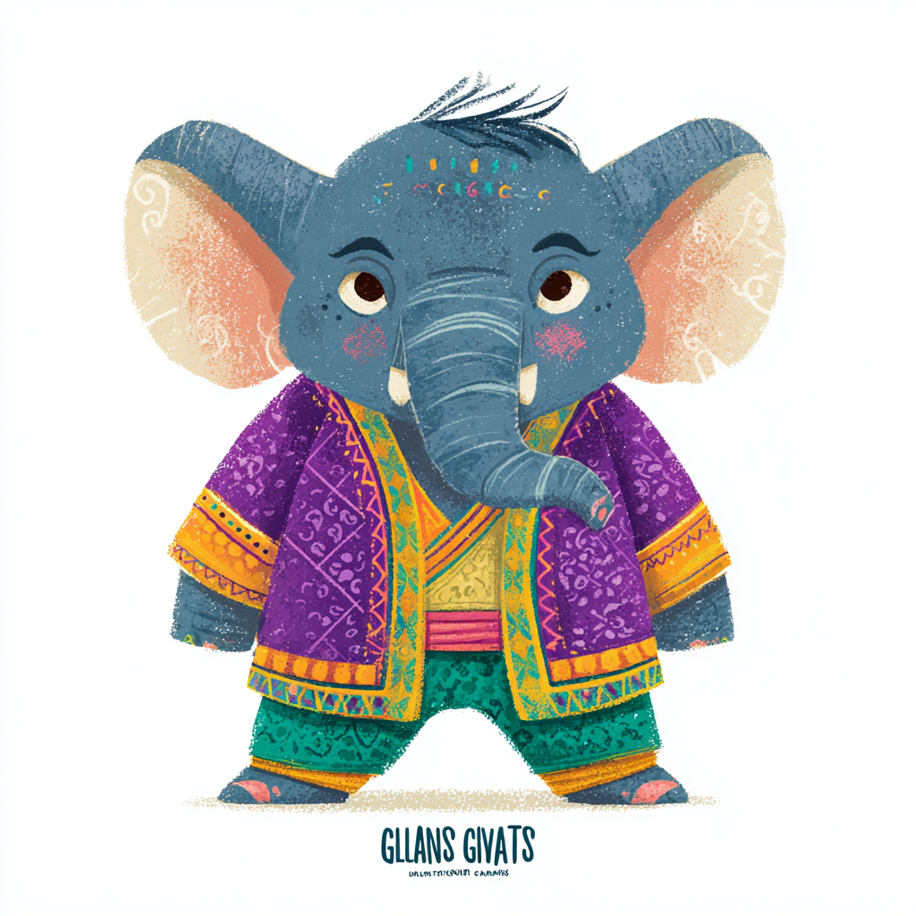Indian elephant character in festive clothing