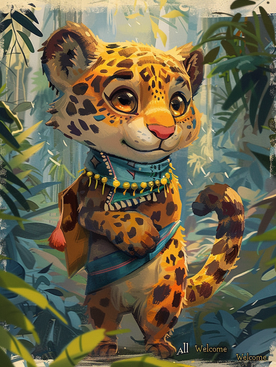 Playful jaguar character representing Mexico