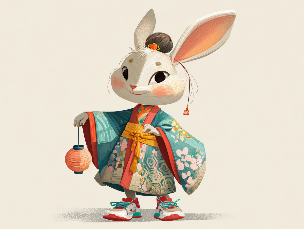Japanese rabbit character holding a lantern