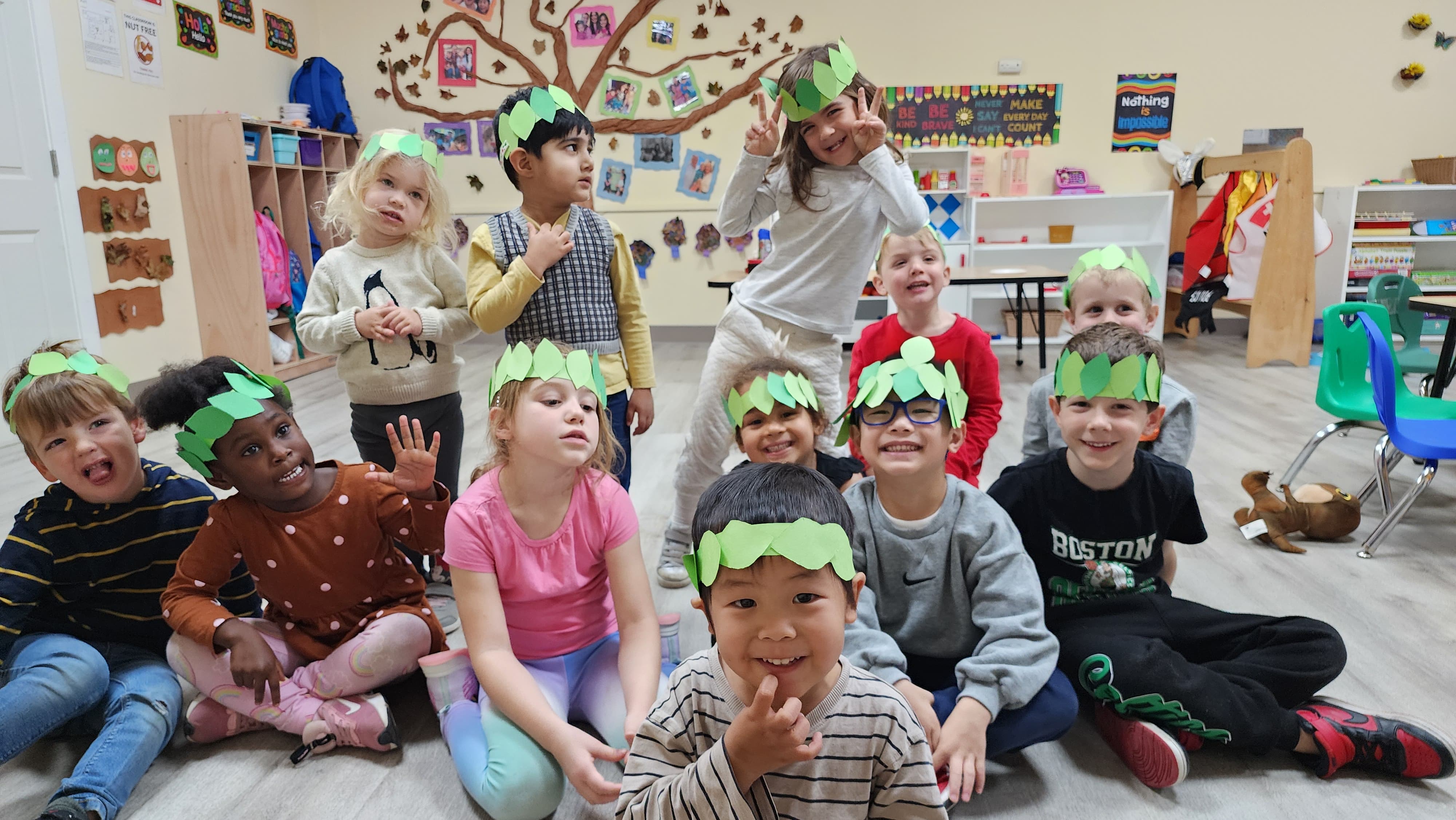 Diverse group of Global Children School students celebrating together